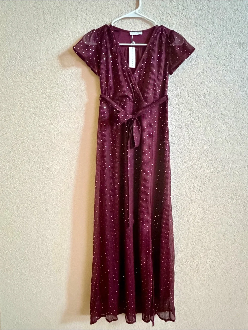 Baltic Born Youth 14-16 Grace Sparkle Gown Mulberry Maxi Dress Medium NWT Sequin